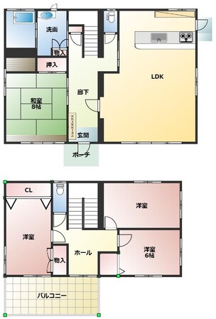 妙円寺２丁目　2階建て貸家の物件間取画像